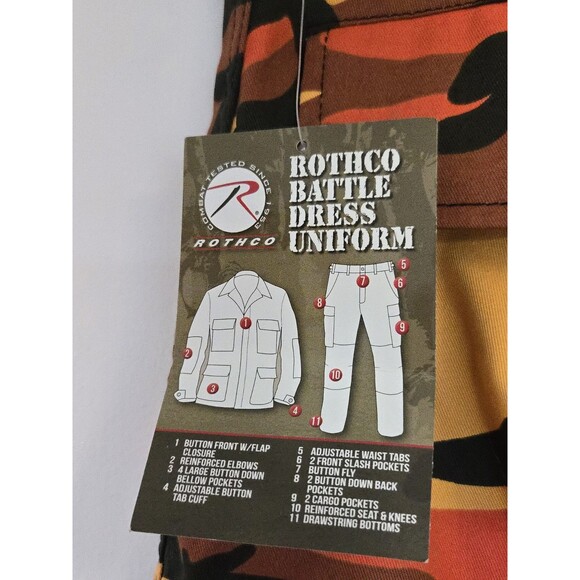 Rothco Pants Mens Small BDU Orange Camo Military Cargo Army Fatigue NWT - Picture 5 of 8